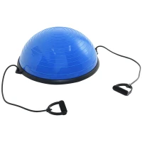 HOMCOM Yoga Balance Ball mit Pumpe Ø58 cm Gymnastikball halbe Kuppel Fitness Kraftübung Home Fitnessstudio Kunststoff Blau(m-1)