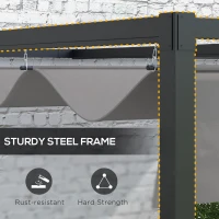 Outsunny 2 x 3(m) Lean To Steel Pergola, with Moving Fabric Canopy - Dark Grey(m-7)