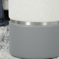 HOMCOM Nesting Round Ottoman with Storage Set of 2 - Cream/Grey(m-8)