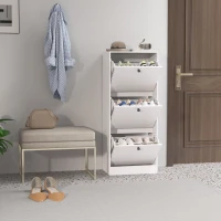 HOMCOM Schuhschrank, Schuhregal, 3 Klappfächer, verstellbar, Spanplatte, Weiß(m-10)