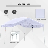 Outsunny Gazebo Pieghevole 6x3m, Richiudibile e Pop up da Giardino in Acciaio e Tessuto Bianco, per Eventi o Campeggio con Borsa da Viaggio(m-4)