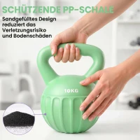 SPORTNOW Kettlebell Kugelhantel 6 kg Gewicht-Hantel mit Sand befüllt für Anfänger Zuhause Krafttraining 21 x 21 x 27 cm Grün(m-5)