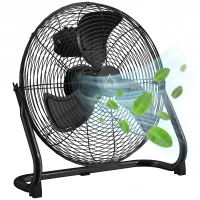 HOMCOM Ventilator für den Schreibtisch, Klimaanlage, 4 Geschwindigkeiten, drehbar, Schwarz(m-12)