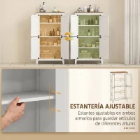 HOMCOM Armario de Baño Estrecho con Puertas Tipo Granero 4 Estantes y Estantes Ajustables 60x30x110 cm Blanco(m-4)