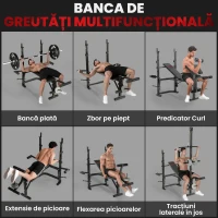 SPORTNOW Bancă Multifuncțională Reglabilă pentru Antrenamente Acasă, Negru(m-4)