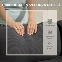 HOMCOM Canapé d'angle convertible en velours côtelé, canapé-lit 3 places avec rangement caché, coussins, 205x135x76cm, gris(m-8)