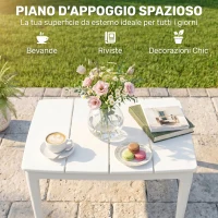 Outsunny Tavolino da Caffè da Giardino, 70 x 53 x 39 cm, Bianco Crema(m-4)