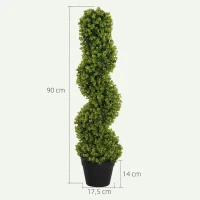 HOMCOM Conjunto de 2 Planta Decorativa, Plantas Artificiais em Vasos, Plantas Artificiais para Casa, Interior, Exterior, 90 cm, Verde(m-3)