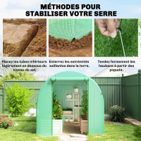 Outsunny Serre tunnel de jardin 8 m², serre de jardin tunnel avec porte et 6 fenêtres, bâche PE 140 g/m² 400 x 200 x 200 cm vert(m-7)