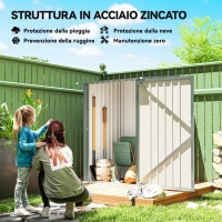 Outsunny Casetta da Giardino Porta Attrezzi in Acciaio Galvanizzato con Porta a Battente, 100x104x160 cm, Argento(m-3)