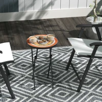Outsunny Mosaic Outdoor Garden Table, 35.5cm Round Folding Coffee Table with Metal Frame for Balcony Terrace, Orange(m-10)