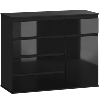 HOMCOM Modernes Sideboard, Stauraum-Sideboard mit 5 Schubladen, verstellbarem Regal, Soft-Close-Tür, Schwarz Hochglanz