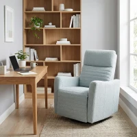 HOMCOM Fauteuil inclinable, fauteuil de relaxation avec repose-pieds, pivotant à 360°, basculant, 82 x 90,5 x 101 cm, gris-bleu(m-2)