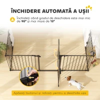 PawHut Poartă pentru câini de talie mică și medie pliabilă cu 5 panouri, din metal și plastic, 300x3x74,5 cm, negru(m-6)