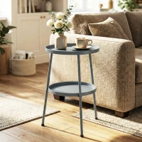 Outsunny Beistelltisch Ø36 cm, Balkontisch aus Metall Esstisch Outdoor, rund Terrassentisch für Garten Terrasse Balkon Dunkelgrau(m-8)