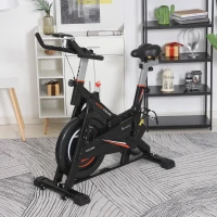 HOMCOM Cyclette da Casa per Allenamento in Acciaio Nero, Cyclette Professionale da Seduti Capacità 120 kg con Supporto per Cellulare, Monitor LCD, Manubrio e Resistenza Regolabile, Volano 10kg(m-10)