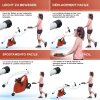 SPORTNOW Bicicletă Fitness Magnetică Pliabilă cu 8 Niveluri de Rezistență, Șa Reglabilă, din Oțel, 97x43x110 cm, Roșu(m-7)