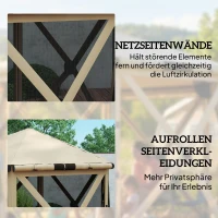 Outsunny 3 m x 2,6 m Sechseck-Pavillon mit 6 Seiten und Tragetasche, wasserdicht, UV-beständig, Partyzelt(m-5)
