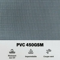 Outsunny Brise-vue PVC Rouleau Occultant 140m Bande de Protection Visuelle 450g/m² 120 Clips de Fixation Imperméable Gris(m-4)