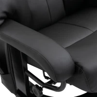 HOMCOM Poltrona Relax com Pufe Poltrona de TV Giratória com Função de Massagem Reclinável Poltrona de Massagem com Controle Remoto Bolso Lateral Poltrona de Couro Sintético para Sala de Estar Preto(m-5)