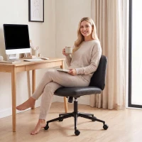 HOMCOM Home Office Desk Chair Height Adjustable Swivel Chair Cross Legged Wide Seat Swivel Wheels Black(m-9)