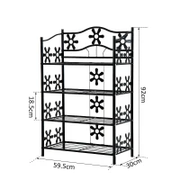 HOMCOM Estante para sapatos, estante para plantas, estante para flores, estante de chão, suporte, 4 níveis, metal, 59,5 x 30 x 92 cm, Preto(m-3)