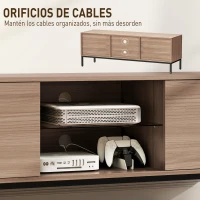 HOMCOM Mueble de TV con Compartimento Orificio de Cables y Estante Ajustable para Televisión de 60 Pulgadas 140x40x49,5 cm Gris(m-6)