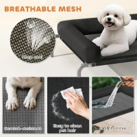 PawHut Elevated Dog Bed with Removable Bolsters, Raised Dog Bed for Small Breeds, Portable Indoor & Outdoor Pet Cots, Black(m-6)