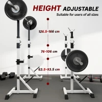 HOMCOM Weights Bar Barbell Rack Squat Stand Adjustable Portable Weight Lifting Max Load 200kg, Suitable For Home Gym Training Work Out(m-5)