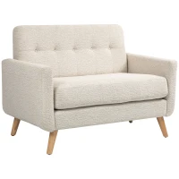 HOMCOM Sofá de 2 Plazas Moderno con Reposabrazos y Patas de Madera Carga 240 kg para Dormitorio Oficina 114x71x82 cm Beige(m-1)