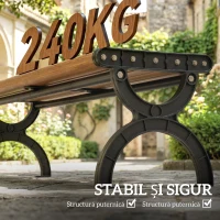 Outsunny Bancă de Grădină 2 Locuri, Bancă cu Cadru din Metal și Efect de Lemn, Mobilier pentru Grădină, Terasă, Parc(m-5)