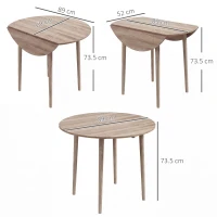 HOMCOM Folding Dining Table for 4, Round Drop Leaf Table, Modern Space Saving Small Kitchen Table with Wood Legs for Dining Room, Natural(m-3)