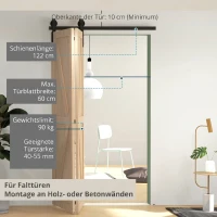 HOMCOM Schiebetüren-Beschlagsatz 122 cm Beschlagsatz für Doppelflügelige Schiebetüren mit J-förmigen Aufhängern, Rohrschellen(m-4)