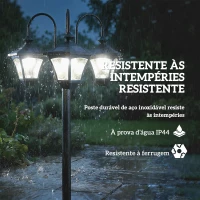 Outsunny Lampă Stradală Solară cu Înălțime Reglabilă de 1,85 m, Neagră(m-7)