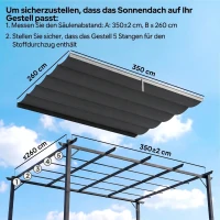 Outsunny Ersatzplane für 4x3m Pavillons, mit Wasserablauflöchern, 3,50 x 2,6 m, Dunkelgrau(m-4)