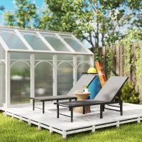 Outsunny Set of Two Reclining Sun Loungers - Grey(m-7)