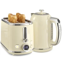 HOMCOM Set fierbător și prăjitor cu ecran LED, fierbător 1,7 L cu funcție menținere 3 ore, crem(m-8)