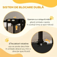 PawHut Barieră pentru Câini cu 2 Extensii și Lățime Reglabilă până la 100 cm, cu Închidere Automată, Negru(m-4)