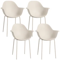 Outsunny Set 4 Scaune din Plastic cu Picioare Antiderapante, 59x55x84 cm, Gri(m-11)