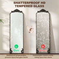 HOMCOM Floor Mirror, 50 x 160 cm Full Length Mirror with Baroque Metal Frame for Bedroom, Living Room, Dressing Room, Black(m-7)