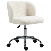 HOMCOM Chaise Bureau Toison Pivotante Hauteur Réglable Blanc