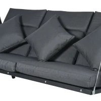 Outsunny Balancelle de jardin 3 places grand confort inclinaison toit réglable matelas fourni acier polyester gris foncé(m-10)