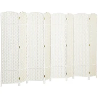 HOMCOM 8-teiliger Raumtrenner, Faltbarer Sichtschutz, Sichtschutzwand für Wohnzimmer, Schlafzimmer, Homeoffice, Weiß(m-1)