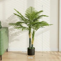 HOMCOM Artificial Palm Tree with 14 PEVA Leaves, 120cm Decorative Artificial Plant with Pot and Moss Effect, Green(m-3)