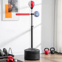 SPORTNOW Sacco Boxe da Terra con Barra Girevole, Speedball e Colpitore, in Acciaio, HDPE e PU, 80.5x48x163-205 cm(m-10)