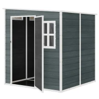Outsunny Gerätehaus 2,89 m² Geräteschuppen mit Holzoptik 3 Fenster Belüftung Boden Schloss Handschuhe 182 x 182 x 196 cm(m-11)