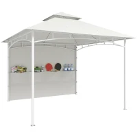 Outsunny Pavillon Tonnelle de Jardin Toit Double Rideaux et Poches de Rangement Crochet de Plafond 3 x 3 m Crème(m-12)