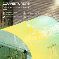 Outsunny Serre de jardin serre tunnel de jardin 3,24m² PE Haute densité 135 g/m², avec 2 portes zippées 180 x 180 x 200 cm, vert(m-4)