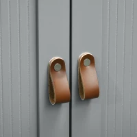 kleankin Móvel Baixo para Banheiro Multi-arrumação Grande Nicho Armário de Duas Portas Cinza e Natural(m-5)