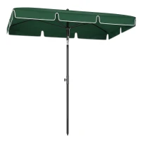 Outsunny Sombrilla de Terraza de Aluminio 2x1,3x2,5 m Parasol de Jardín Rectangular con Función de Inclinación Verde(m-12)